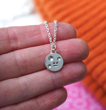 Full Moon Necklace In Silver With Black Diamonds, 5 of 9