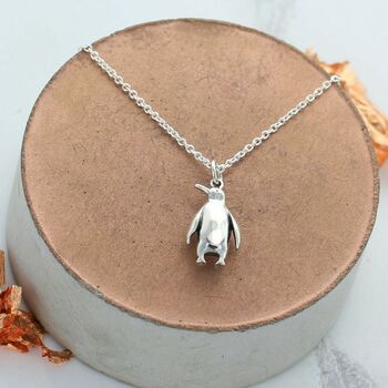 Sterling Silver Penguin Charm Necklace, 2 of 3