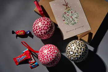 Trio Of Baubles In Swedish Design Filled With A Choice Of Swedish Chocolates, Swedish Candy Or Chocolate Truffles, Glögg + Carola + Kalle, 9 of 9