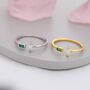 Sterling Silver Emerald Green Cz Marquise And Baguette Open Ring, thumbnail 1 of 12