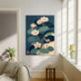 Japanese Blue Flower Abstract Art Print, thumbnail 4 of 4