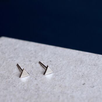 Sterling Silver Triangle Stud Earrings, 2 of 8