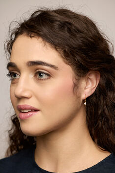 Dainty Pearl Gold Hoop Earrings, 2 of 6