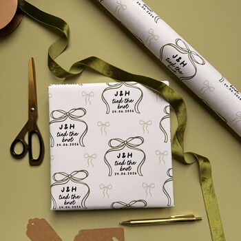 Personalised 'Tied The Knot' Wedding Wrapping Paper, 6 of 11
