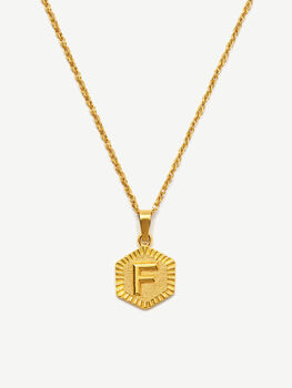 Textured Initial Coin Necklace With Rope Chain, 4 of 4