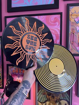 Psychedelic Round Upcycled 12' Lp Vinyl Record Decor, 7 of 10
