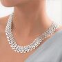 Silver Plated Mesh Chain Statement Necklace, thumbnail 3 of 7