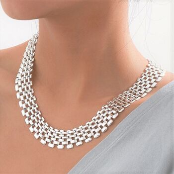 Silver Plated Mesh Chain Statement Necklace, 3 of 7