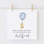 Personalised Winnie The Pooh Son 2nd Birthday Card Blue Balloon *Age Options, thumbnail 1 of 3