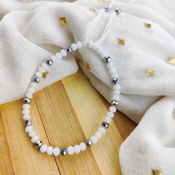 Adjustable White Crystal Beads Elegant Daily Bracelet, 6 of 8