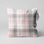 Modern Grey And Blush Pink Tartan Chenille Cushion, thumbnail 6 of 12