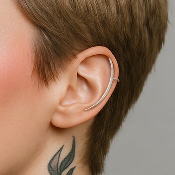 Simple Silver Tusk Ear Cuff Earrings, 2 of 7
