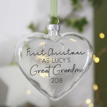 First Christmas As Nanna And Grandad Glass Bauble, 2 of 4