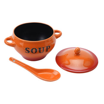 Orange Ceramic Soup Bowl With Spoon And Gift Box, 4 of 4