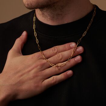 Gold Personalised Paper Clip Chain Necklace For Men And Women, 2 of 10