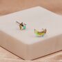 Sterling Silver Mismatched Moon And Star Aurora Crystal Stud Earrings, thumbnail 6 of 12