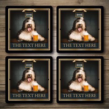 Personalised Bar Runner And Coasters Dog And Beer, 2 of 8