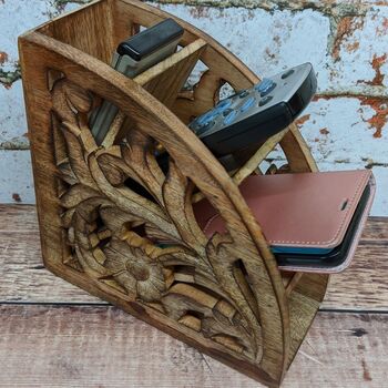 Carved Remote Control Caddy Stand, 6 of 6