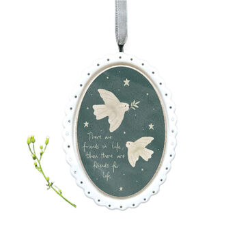 Grey And White Dove Hanging Porcelain Christmas Decoration, 2 of 3