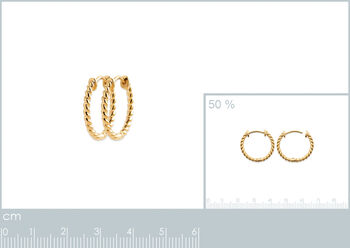 18ct Gold Plated Thin Twisted Rope Hoop Earrings, 2 of 3