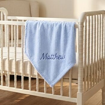 Personalised Blue Honeycomb Baby Blanket, 5 of 12