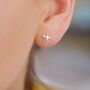 Sterling Silver Tiny Starfish Stud Earrings, thumbnail 2 of 6