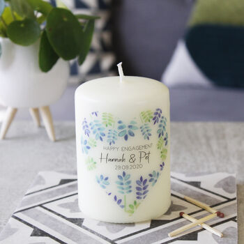 Floral Heart Happy Engagement Candle, 2 of 12
