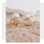 Monaco D’or Pearl Gold Jumbo Cream Ball Stud Earrings, thumbnail 3 of 4