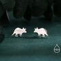 Tricerotops Dinosaur Stud Earrings In Sterling Silver, thumbnail 1 of 11