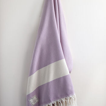 Dusty Pink Herringbone Turkish Towel, 2 of 2