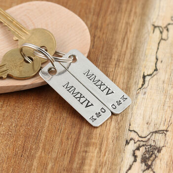 10th Anniversary Numerals Pair Of Personalised Keyrings, 3 of 6