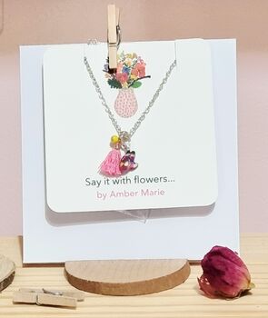 Hand Painted Mini Floral Initial Letter Pendant Gift With Stand, 9 of 12