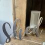 'Shed' Metal Word Sign Wall Art Decoration, thumbnail 5 of 6