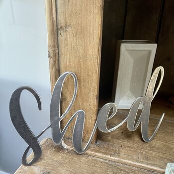 'Shed' Metal Word Sign Wall Art Decoration, 5 of 6