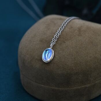 Oval Moonstone Pendant Necklace In Sterling Silver, 4 of 11