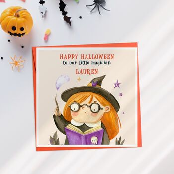 Personalised Halloween Little Magician Card, 2 of 2
