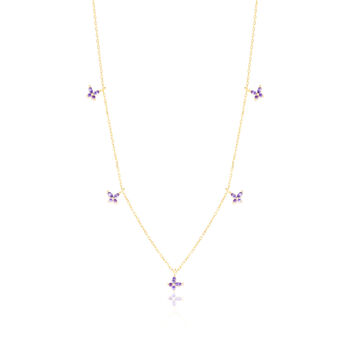 Gold Plated Purple Butterfly Sterling Silver Necklace, 2 of 5