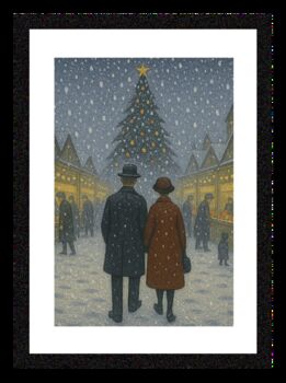 Couple/Christmas Market Lowry Style Framed Art, 2 of 2
