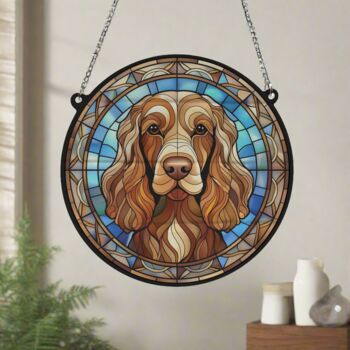 Cocker Working Brown Stained Glass Effect Suncatcher, 4 of 6