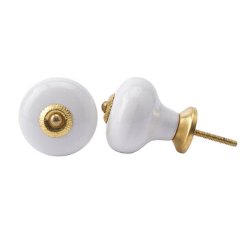 Set Of Two Large White Round Shape Ceramic Drawer Pull, 2 of 2