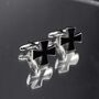 Black Cross Cufflinks Gift For Men Black Enamel Vintage Design, thumbnail 4 of 6