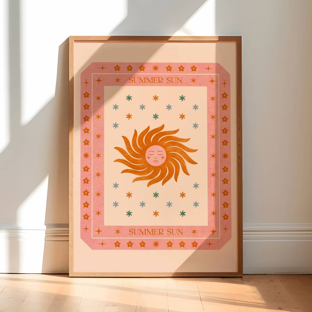 Summer Sun, Celestial Sun Art Print, Boho Poster, 1 of 3