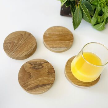 Natural Wood Drinks Coasters Set Four, 2 of 4