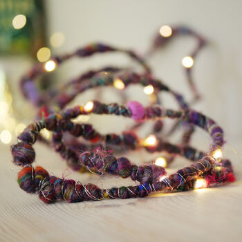 Recycled Sari Silk Fairy Light String, 2 of 12