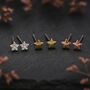 Silver And Gold Plated Triple Star Stud Earring Set, thumbnail 1 of 6