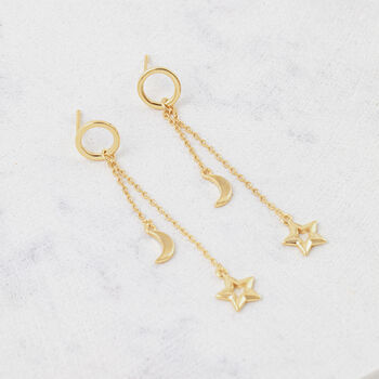 Night Sky Star And Moon Earrings, 7 of 9