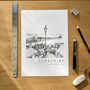 Whitby Abbey Steps Hand Illustrated Yorkshire Print, thumbnail 1 of 8