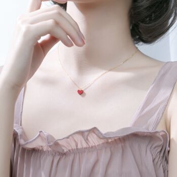 Sterling Silver Red Heart Pendant Necklace, 2 of 6