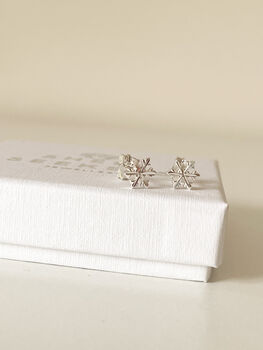 Sterling Silver Snowflake Stud Earrings, 3 of 7