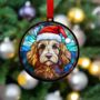 Cavapoo Blonde In Santa Hat Suncatcher Decoration, thumbnail 4 of 6